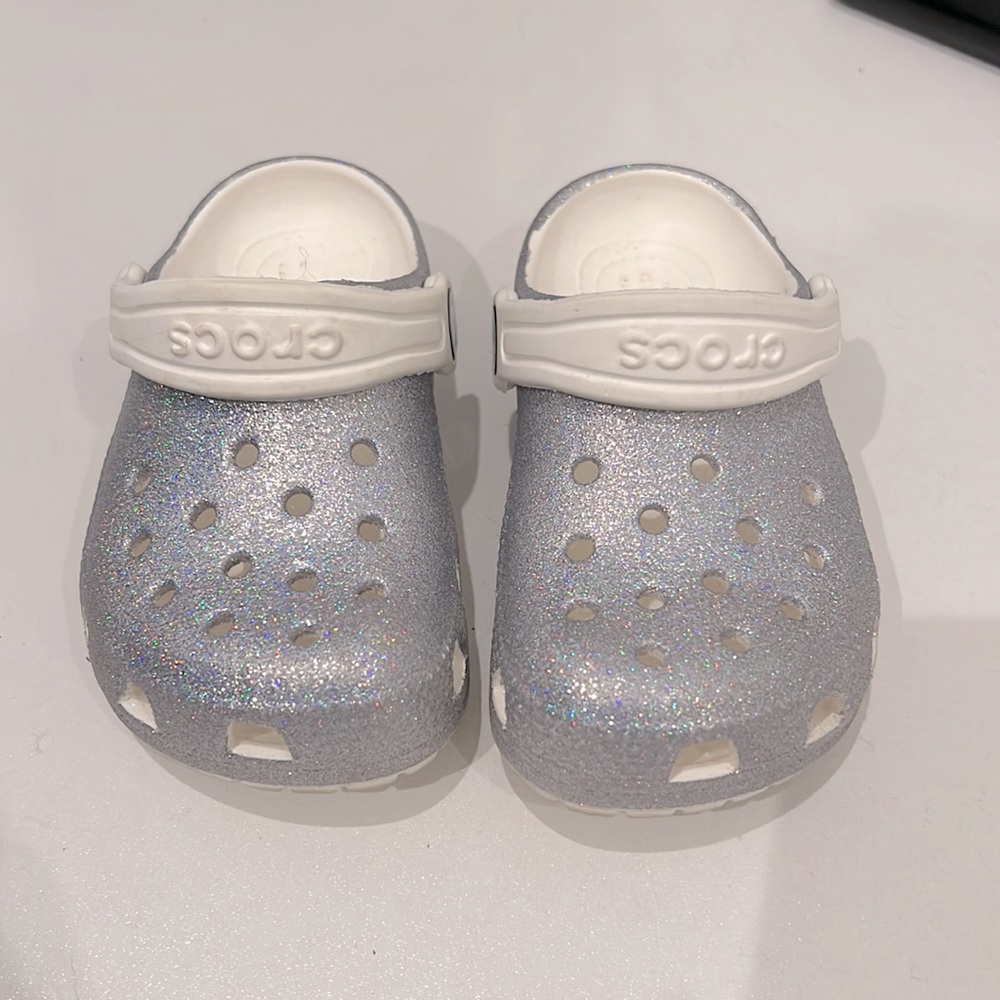 Child Silver Glitter Crocs